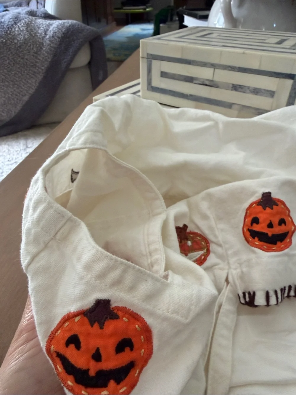 Pottery Barn Kids White Halloween Pumpkin Basket Liner